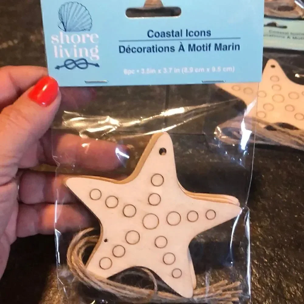 Shore Living wood cut out starfish crafting icons pck of 6 x 4